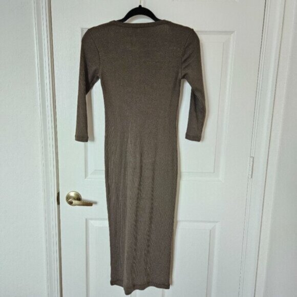 STANDARD James Perse Ribbed Midi Dress Green - Picture 4 of 8